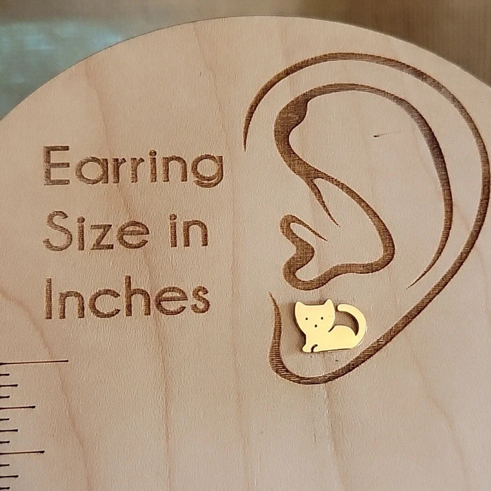 Cat Stud Earrings, choice of color - Picture 3 of 5